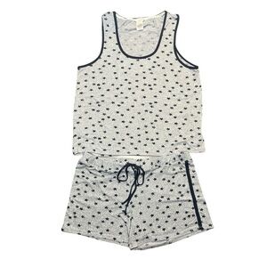 LUCKY BRAND Stars Tank Shorts Sleepwear Set Gray Navy Blue Soft Pajamas Size XXL